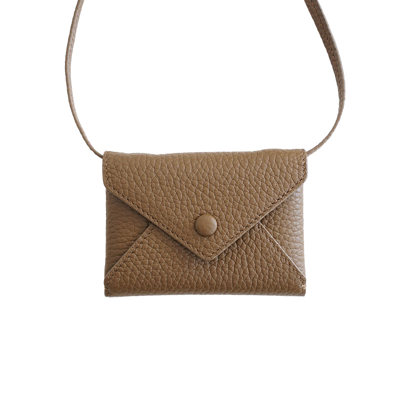 Top Layer Cowhide Delicate Mini Crossbody Envelope Card Bag