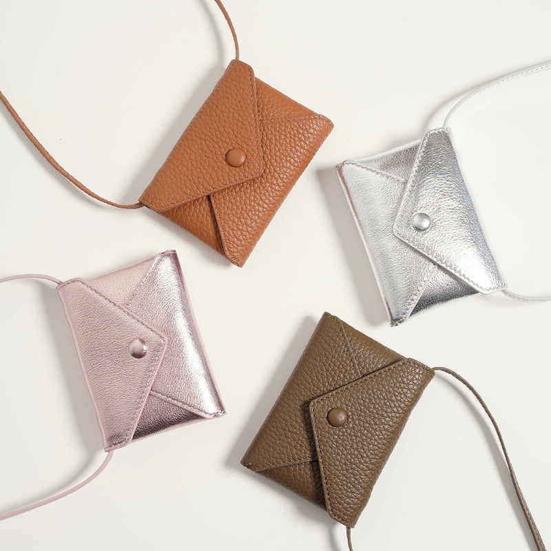 Top Layer Cowhide Delicate Mini Crossbody Envelope Card Bag