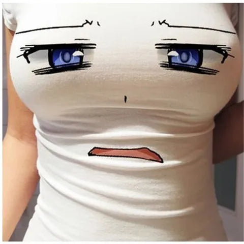 1PCS 3D Kawaii Face Big Eye Fashion Anime TShirts Casual Shirt Short Sleeve Summer Cartoon Tshirt Unisex New Birthday Gifts