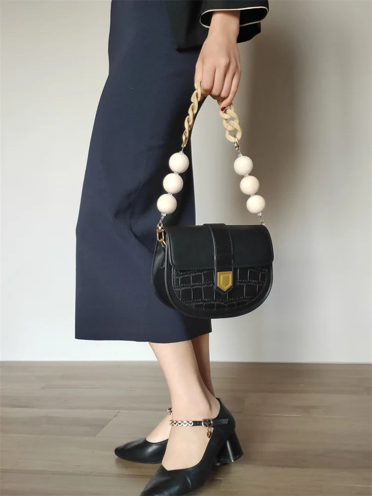 New Fashion Woman Bags Accessory Chain Wooden  Acrylic Metal Chain Luxury Strap Women Shoulder Clutch Handle Chain