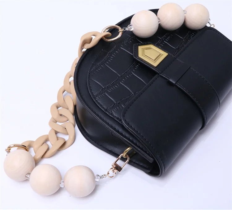 New Fashion Woman Bags Accessory Chain Wooden  Acrylic Metal Chain Luxury Strap Women Shoulder Clutch Handle Chain