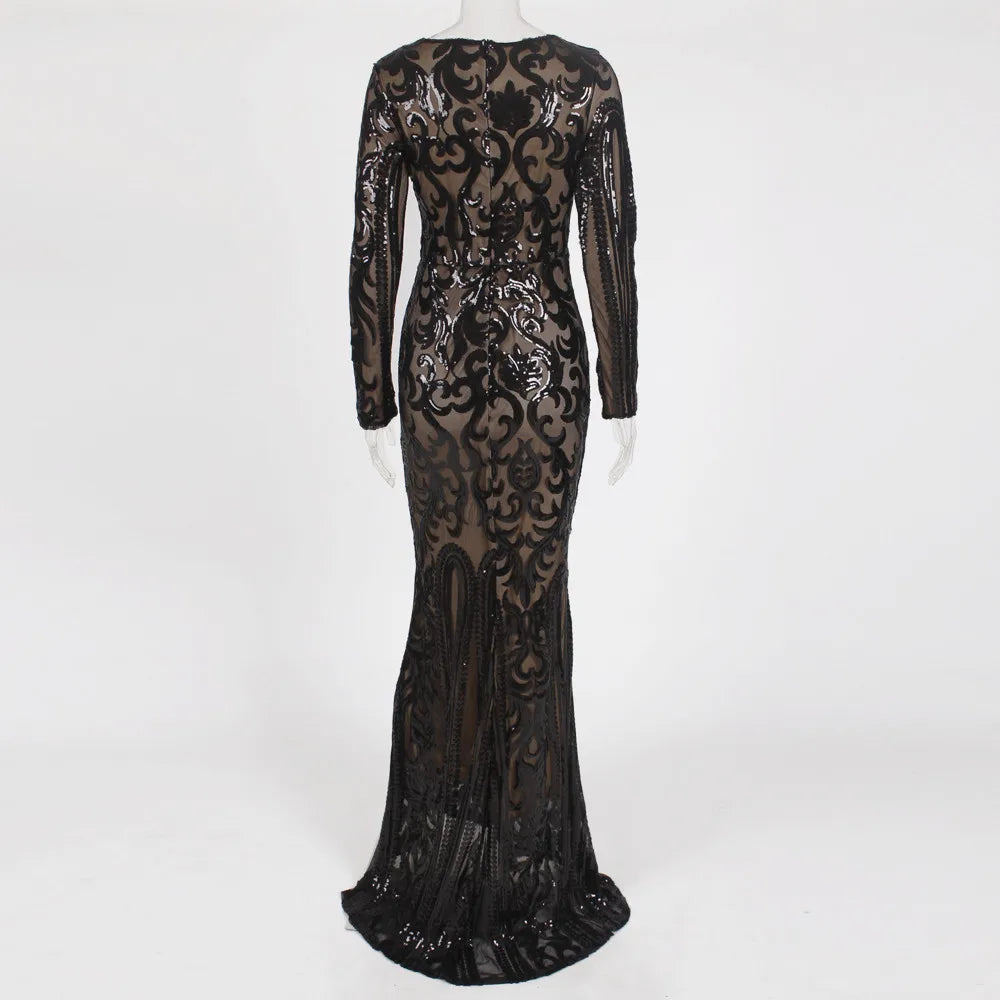 2024 Club Clothing Women Dress Summer Bandage Dress Evening Party Sexy Floor-Length Garment Sleeves O-Neck