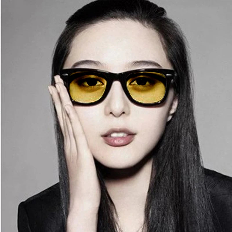 Unisex Square Yellow Lenses Night-Vision Glasses Driving Glasses Men Women Windproof Driving Goggle