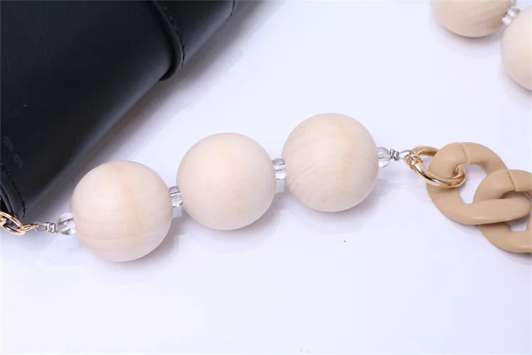 New Fashion Woman Bags Accessory Chain Wooden  Acrylic Metal Chain Luxury Strap Women Shoulder Clutch Handle Chain