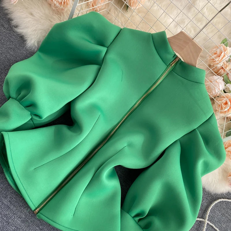 2020 Autumn Winter Women Blouse And Tops Half Turtleneck Puff Long Sleeve Front And Back 2 Ways Wear Slim Fashion Femme Shirts