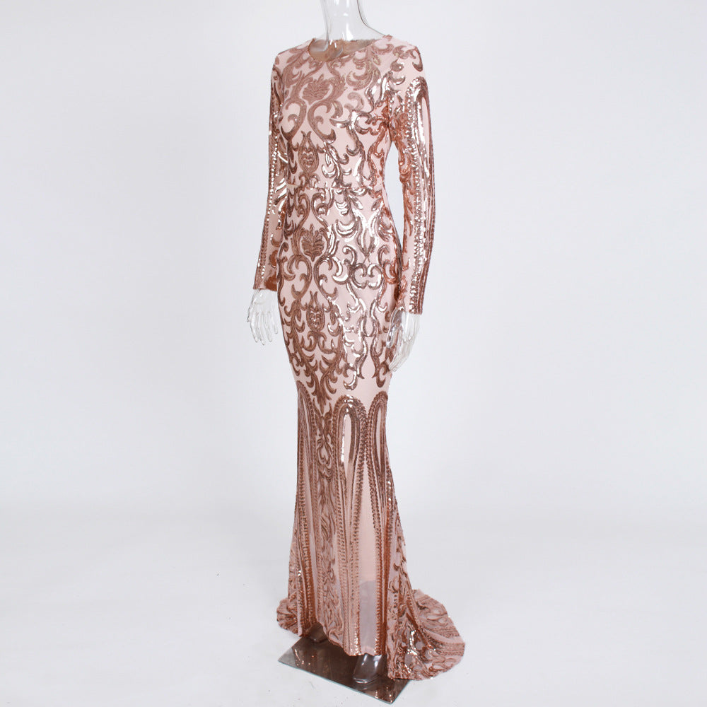 2024 Club Clothing Women Dress Summer Bandage Dress Evening Party Sexy Floor-Length Garment Sleeves O-Neck