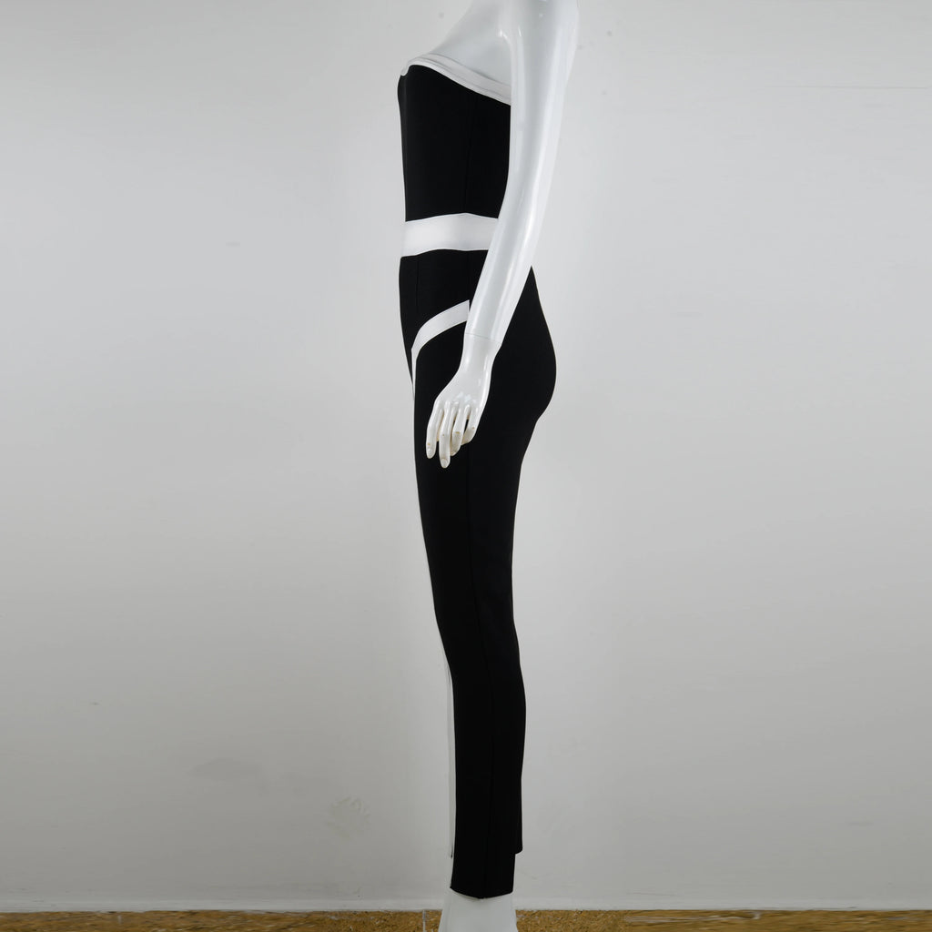 Streetwear Black Knitted Sexy Strapless Bodycon Jumpsuit Women Overalls 2022 Long Bodycon Skinny Rompers Bandage Jumpsuit Female