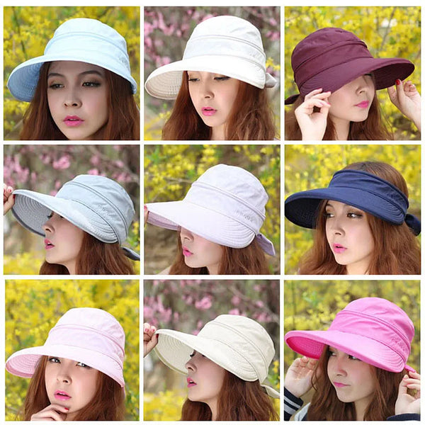 2019 New Summer Fashion Korean Style Bowknot Big Visor Cap Color Matching Beach Sun Hat for Women Chapeau Femme Ete