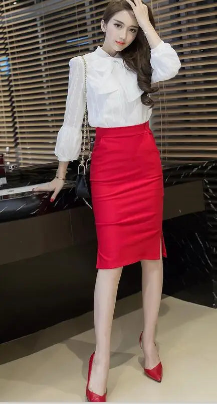 2017 Autumn Plus Size Slim Sexy Office Skirt Women Elastic High Waist Maxi Midi Skirt Long Women Pencil Skirt