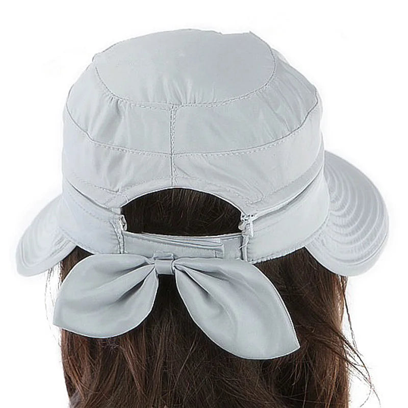 2019 New Summer Fashion Korean Style Bowknot Big Visor Cap Color Matching Beach Sun Hat for Women Chapeau Femme Ete
