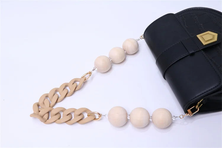 New Fashion Woman Bags Accessory Chain Wooden  Acrylic Metal Chain Luxury Strap Women Shoulder Clutch Handle Chain