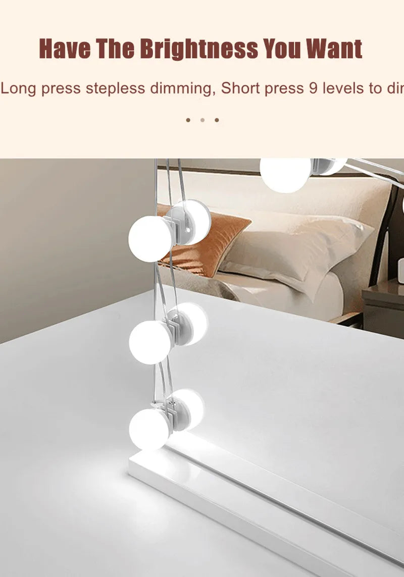 4/6/8/10/12/14pcs Makeup Mirror Light Set USB Dimmable Led Mirror Front Lamp for Bathroom Table Mirror Vanity Light Bulbs