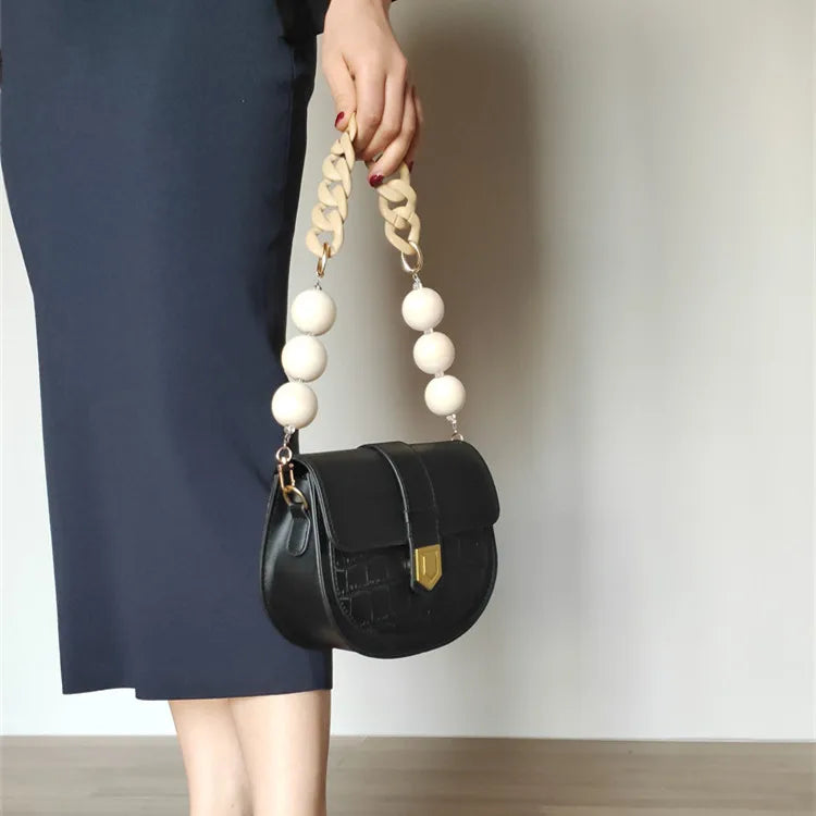 New Fashion Woman Bags Accessory Chain Wooden  Acrylic Metal Chain Luxury Strap Women Shoulder Clutch Handle Chain