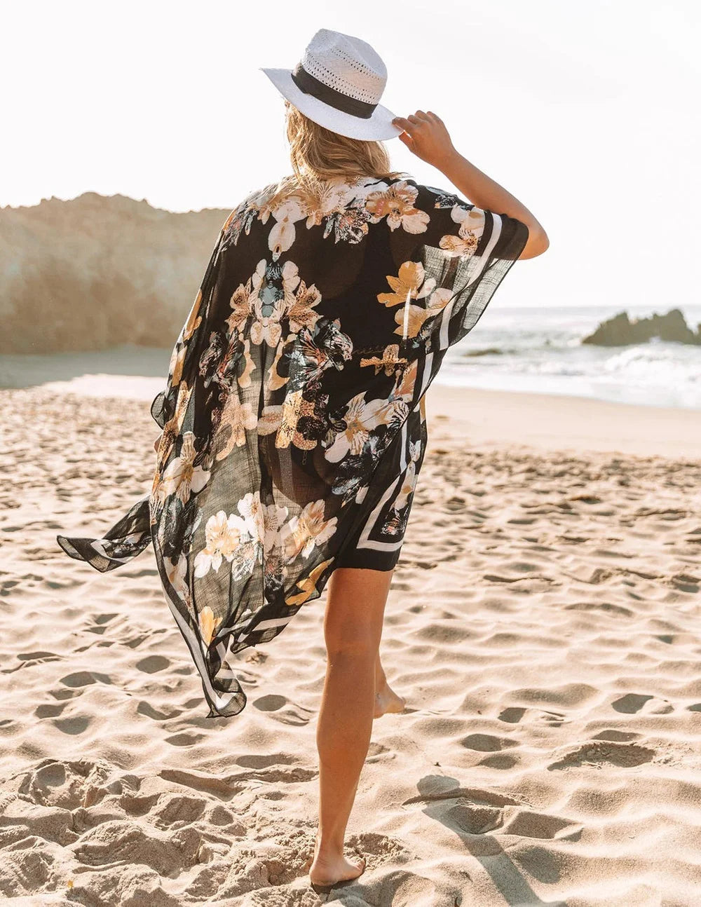 Boho Sexy Swimsuit Cover Up Beach Outing Fashion Print Bikini Cover-ups Kimono 2023 Women Beachwear Swimwear Pareo Woman Clothes