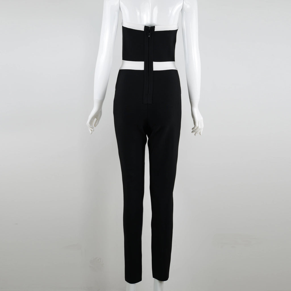 Streetwear Black Knitted Sexy Strapless Bodycon Jumpsuit Women Overalls 2022 Long Bodycon Skinny Rompers Bandage Jumpsuit Female