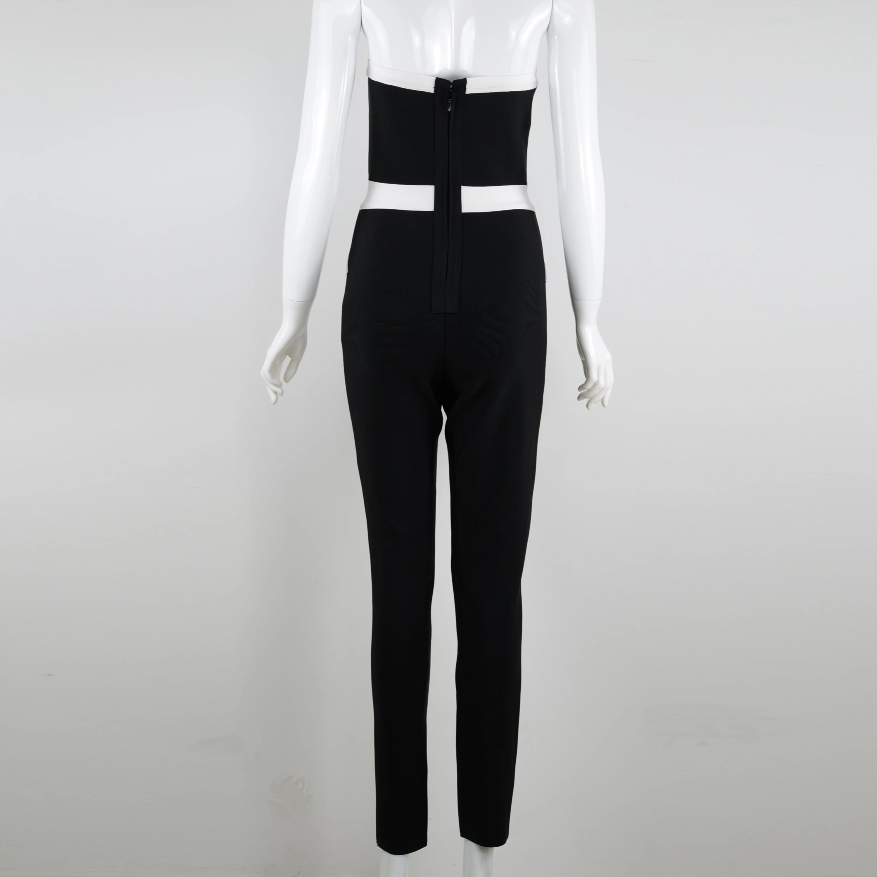 Streetwear Black Knitted Sexy Strapless Bodycon Jumpsuit Women Overalls 2022 Long Bodycon Skinny Rompers Bandage Jumpsuit Female