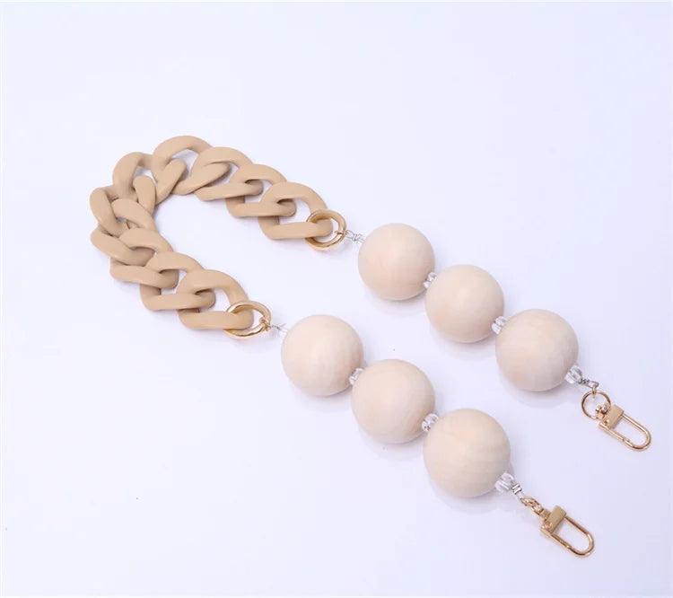New Fashion Woman Bags Accessory Chain Wooden  Acrylic Metal Chain Luxury Strap Women Shoulder Clutch Handle Chain