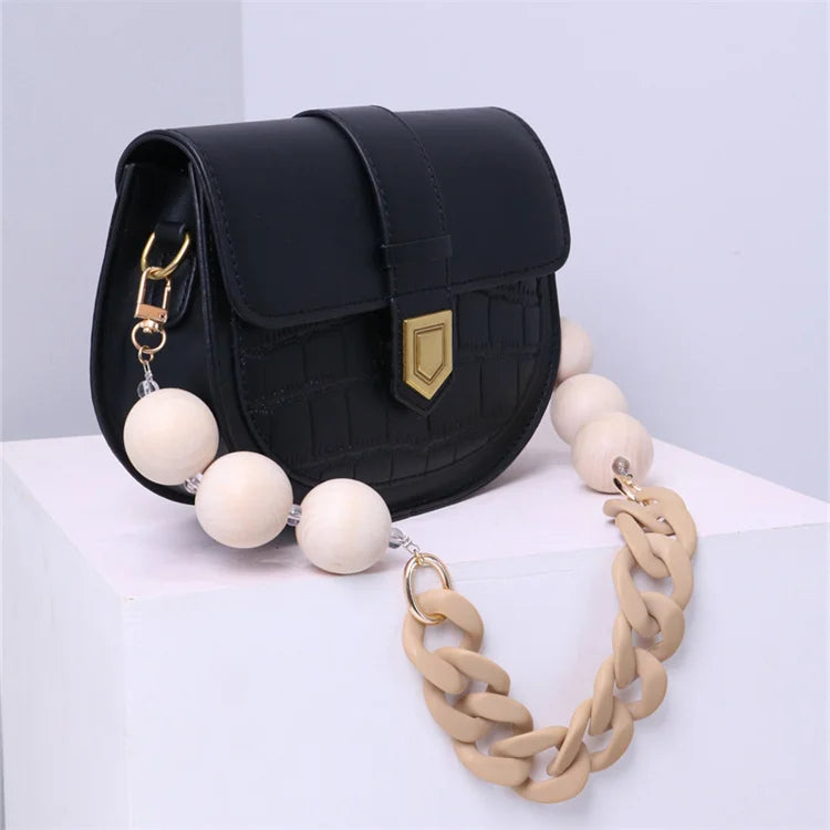 New Fashion Woman Bags Accessory Chain Wooden  Acrylic Metal Chain Luxury Strap Women Shoulder Clutch Handle Chain