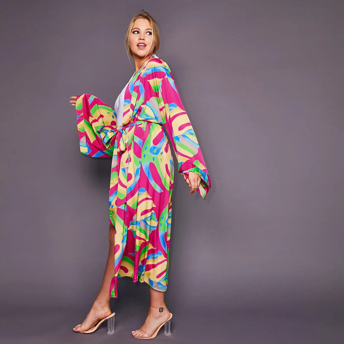 Kimono Bohemian Beach Swimsuit Cover Up Pareo Beach Women Tunics Beachwear 2023 Summer Long Bikini Blouse beach outfit for women