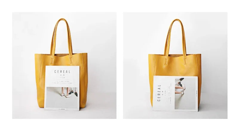 Women Luxury Bag Casual Tote Female Fashion Summer Beach Handbag Lady Popular Soft Cowhide Genuine Leather Shoulder Shopping Bag