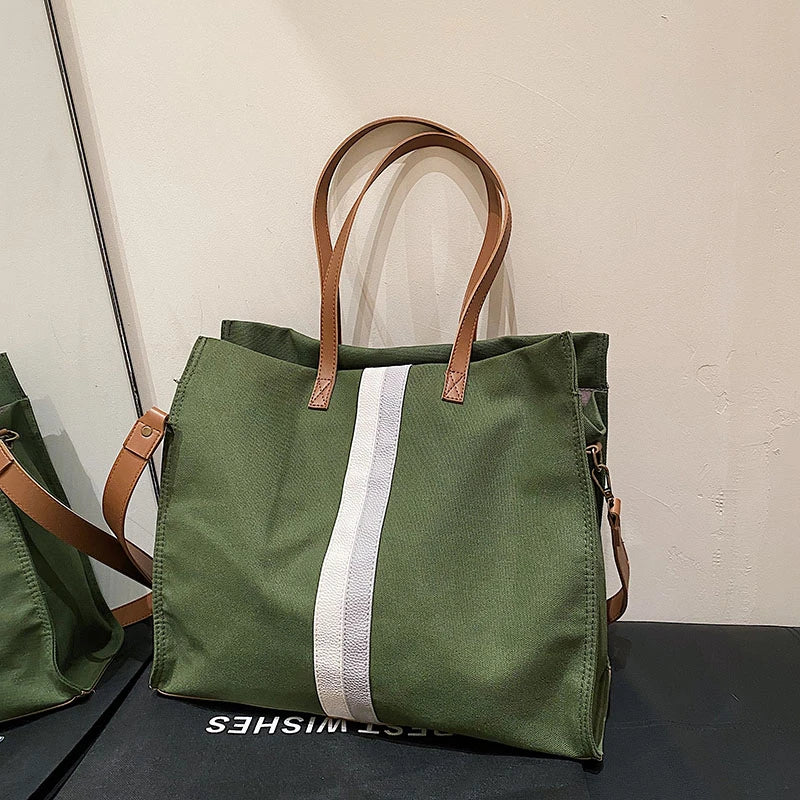 2025 New Style Student Women Bags Tote Canvas Daily Fashionable Multi-function High Capacity Leisure Books Soft Surface Simple