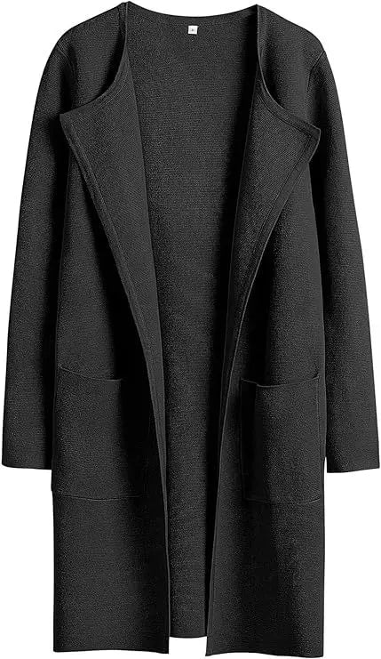 Womens Knit Cardigan Sweaters Oversized Open Front Long Sleeve Lapel Casual Jacket 2023 Fall Coat Dressy Coatigan