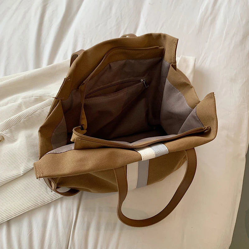 2025 New Style Student Women Bags Tote Canvas Daily Fashionable Multi-function High Capacity Leisure Books Soft Surface Simple