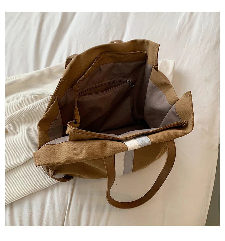 2025 New Style Student Women Bags Tote Canvas Daily Fashionable Multi-function High Capacity Leisure Books Soft Surface Simple