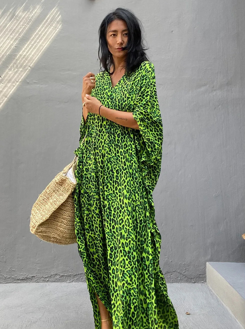 Kimono Bohemian Beach Swimsuit Cover Up Pareo Beach Women Tunics Beachwear 2023 Summer Long Bikini Blouse beach outfit for women