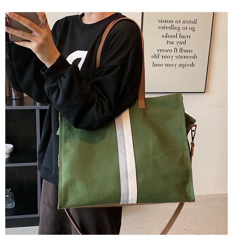 2025 New Style Student Women Bags Tote Canvas Daily Fashionable Multi-function High Capacity Leisure Books Soft Surface Simple
