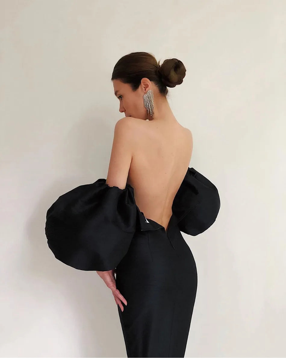 2022 New Women Fashion Off Shoulder Black Dress Sexy Lantern Sleeve Pink Club Celebrity Evening Designer Elegant Party Dresses