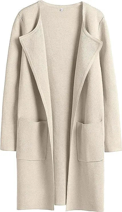 Womens Knit Cardigan Sweaters Oversized Open Front Long Sleeve Lapel Casual Jacket 2023 Fall Coat Dressy Coatigan