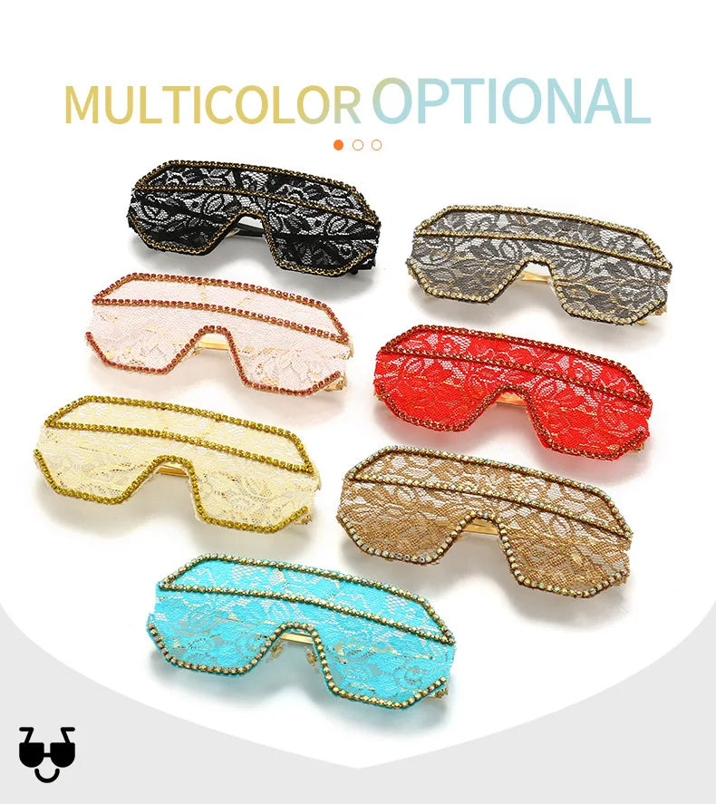 Lace Fashion Women Party Sunglasses DIY Handmade Diamond Oversized Eyewear