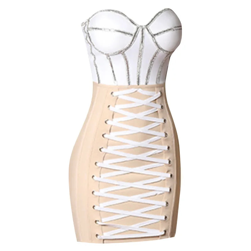 Patchwork Haute Couture Evening Dress Ladies Bandage Dress Sequin Wrap Sexy Dress Tie Ladies Prom Dresses  Evening Dresses