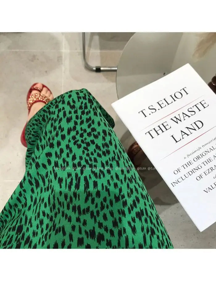 2023 Summer Loose Letters Girls Short-sleeved T-shirt Retro High-waisted Leopard Print Half-body Skirt Suit Two-piece Female Y2K