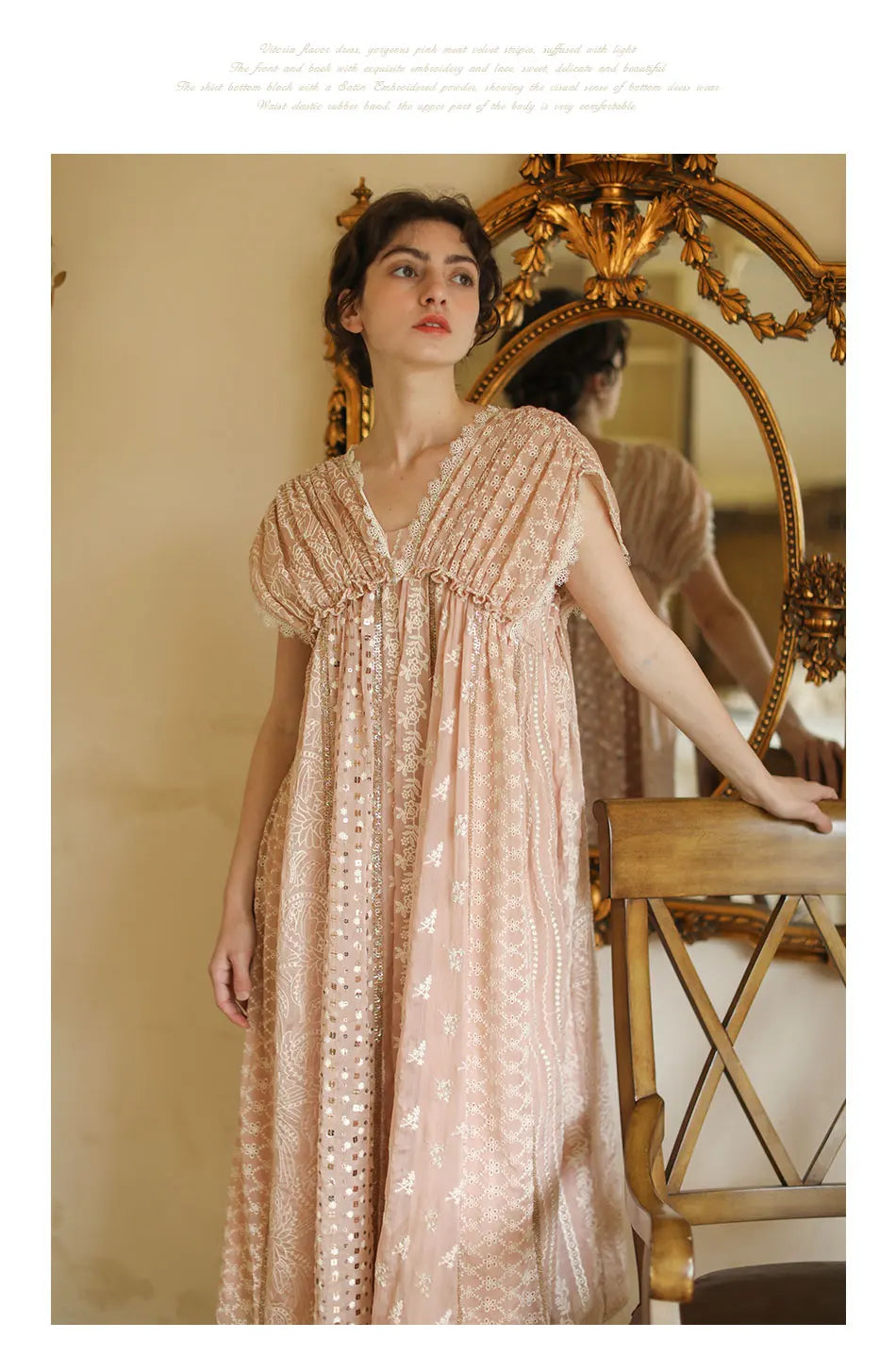 AIGYPTOS Spring Summer Women Pink Dress Vintage Elegant Slim Lace V-Neck Shiny Sequines Luxury Embroidery Party Birthday Dress