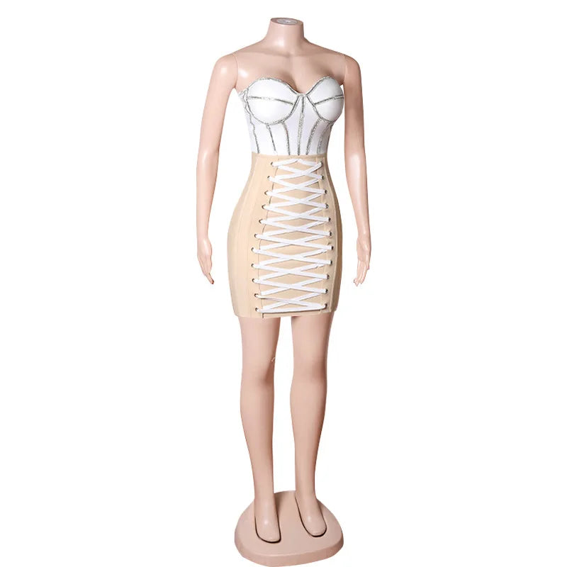 Patchwork Haute Couture Evening Dress Ladies Bandage Dress Sequin Wrap Sexy Dress Tie Ladies Prom Dresses  Evening Dresses