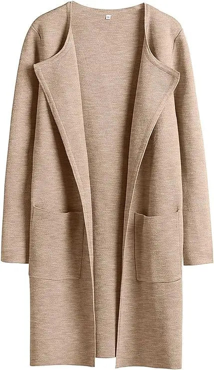 Womens Knit Cardigan Sweaters Oversized Open Front Long Sleeve Lapel Casual Jacket 2023 Fall Coat Dressy Coatigan