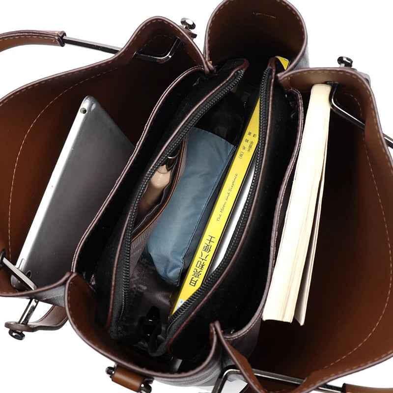 2025 Girl Daily Casual PU Leather Crossbody Shoulder Buckets Fashion Bags Large Capacity Crossbody Soft Shopping Ladies Handbags