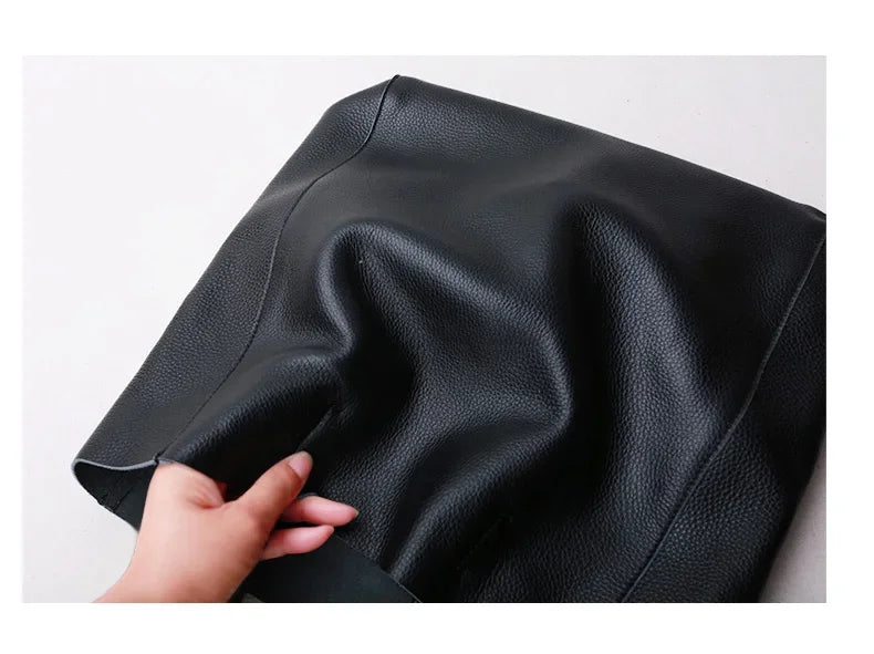 Women Luxury Bag Casual Tote Female Fashion Summer Beach Handbag Lady Popular Soft Cowhide Genuine Leather Shoulder Shopping Bag