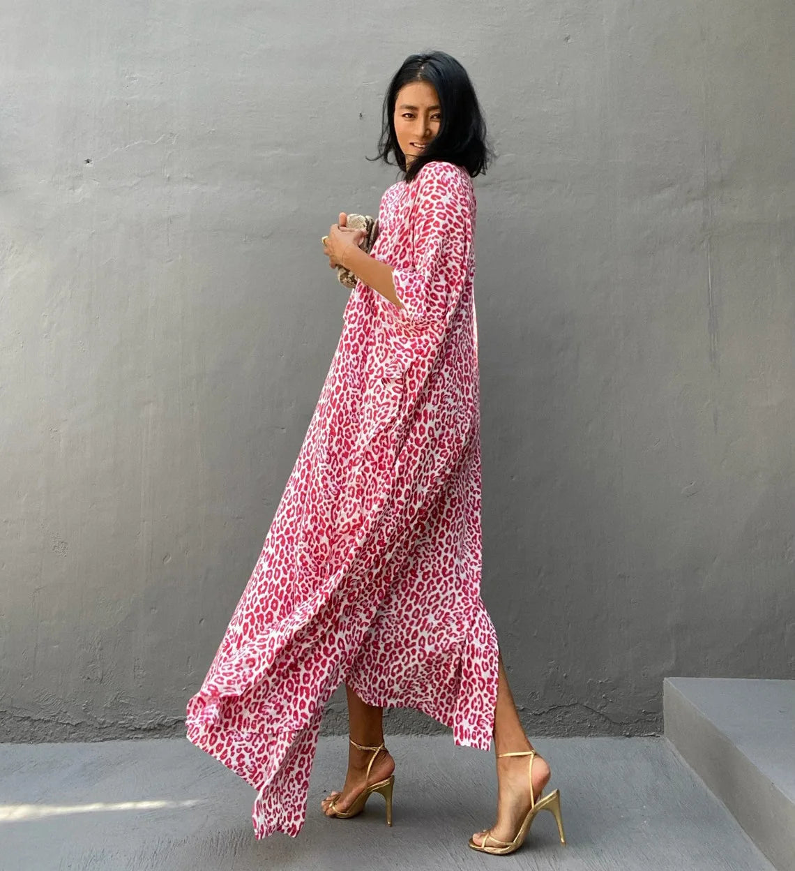 Kimono Bohemian Beach Swimsuit Cover Up Pareo Beach Women Tunics Beachwear 2023 Summer Long Bikini Blouse beach outfit for women