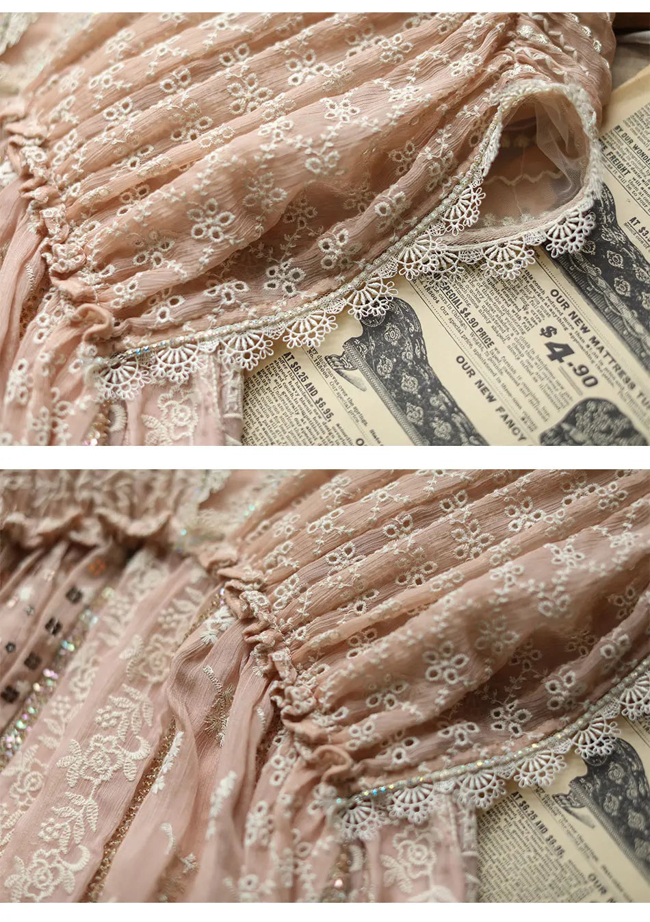 AIGYPTOS Spring Summer Women Pink Dress Vintage Elegant Slim Lace V-Neck Shiny Sequines Luxury Embroidery Party Birthday Dress