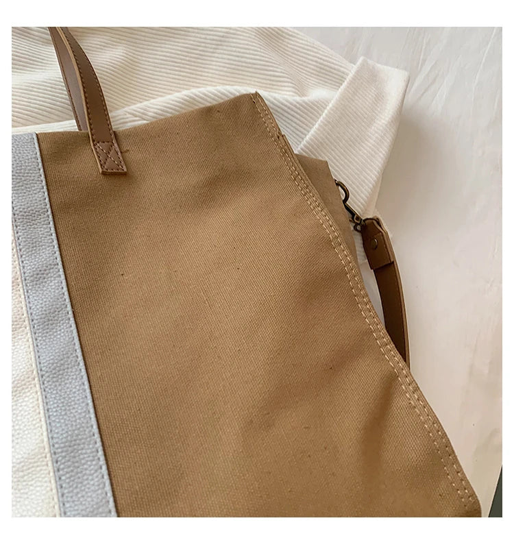 2025 New Style Student Women Bags Tote Canvas Daily Fashionable Multi-function High Capacity Leisure Books Soft Surface Simple