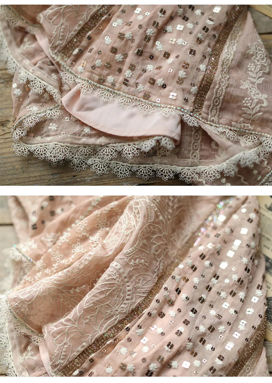 AIGYPTOS Spring Summer Women Pink Dress Vintage Elegant Slim Lace V-Neck Shiny Sequines Luxury Embroidery Party Birthday Dress