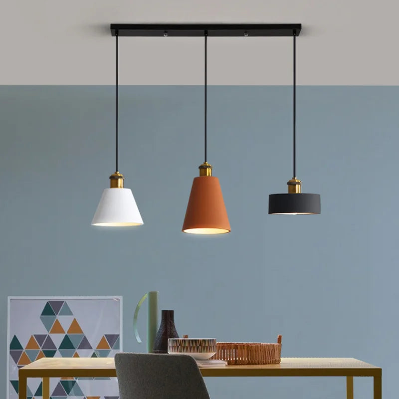 Modern Vintage Pendant Light Three Simple Creative Macaron Iron Lamp Bar  Nostalgic Personalized Hanging Lamps