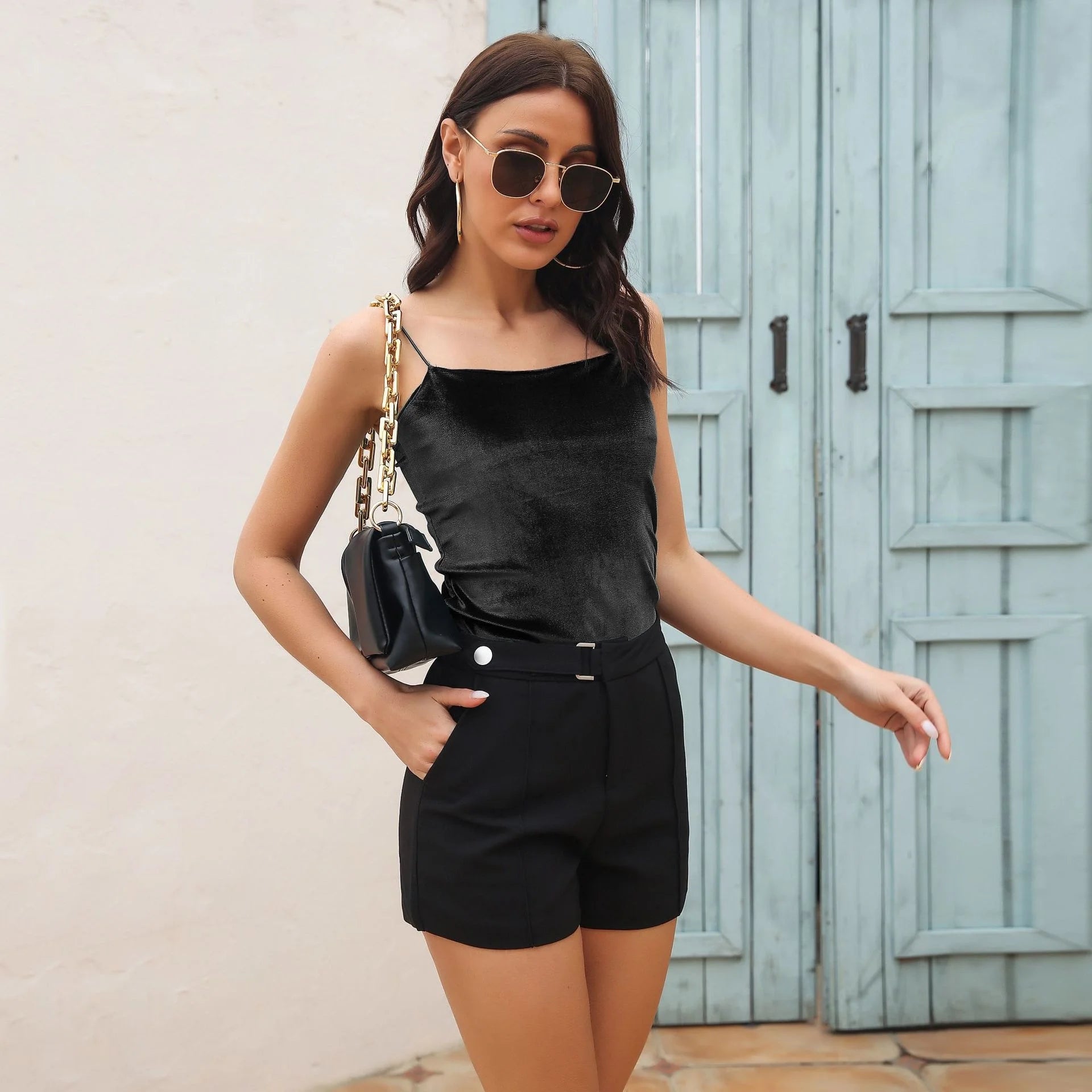 7 Colors Velvet Camis Sleeveless Suspender Vest 2022 Spring Summer Fashion Spaghetti Strap Basic Shirts Fitnes Women Tank Tops