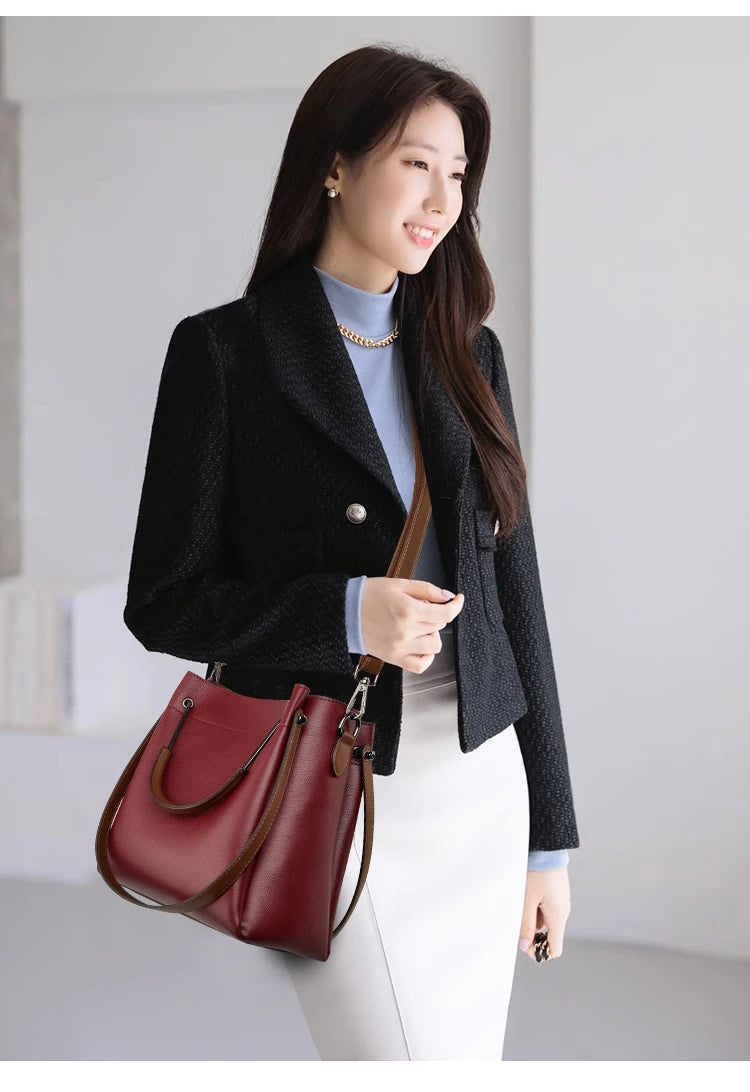 2025 Girl Daily Casual PU Leather Crossbody Shoulder Buckets Fashion Bags Large Capacity Crossbody Soft Shopping Ladies Handbags