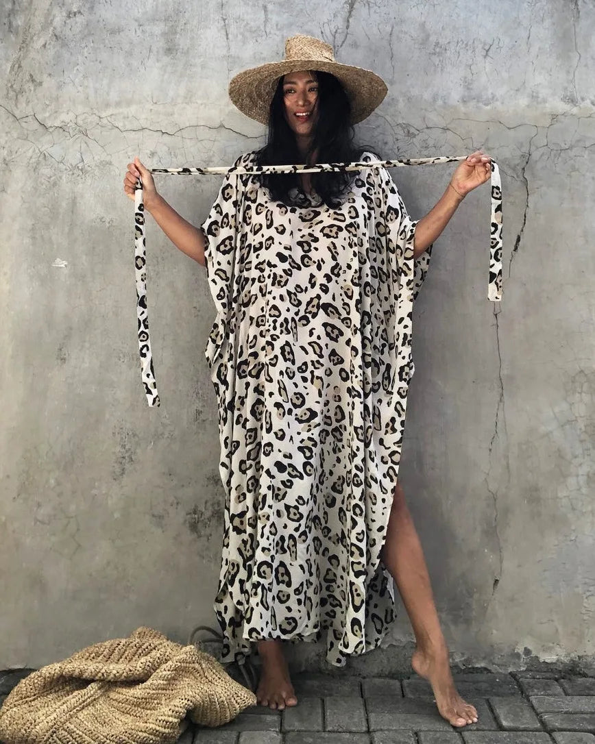 Kimono Bohemian Beach Swimsuit Cover Up Pareo Beach Women Tunics Beachwear 2023 Summer Long Bikini Blouse beach outfit for women