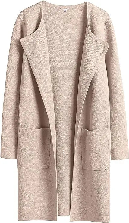 Womens Knit Cardigan Sweaters Oversized Open Front Long Sleeve Lapel Casual Jacket 2023 Fall Coat Dressy Coatigan