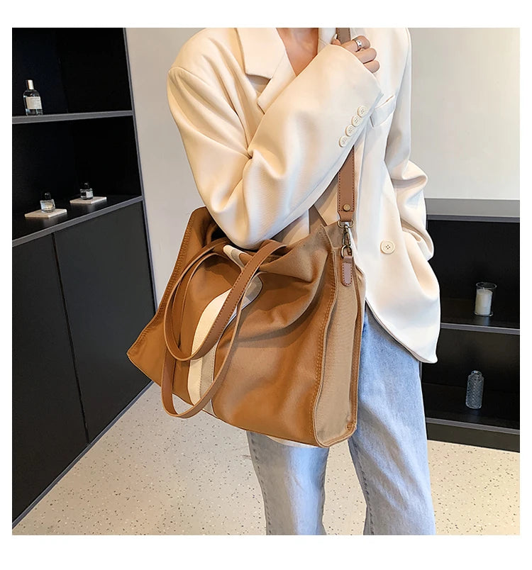 2025 New Style Student Women Bags Tote Canvas Daily Fashionable Multi-function High Capacity Leisure Books Soft Surface Simple